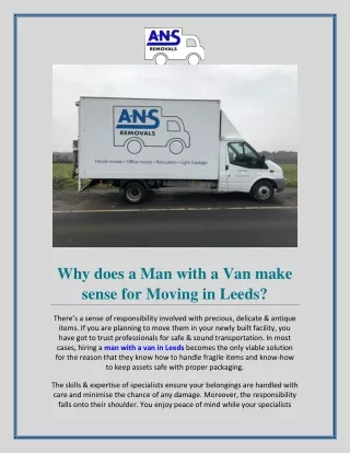Why does a Man with a Van make sense for Moving in Leeds?