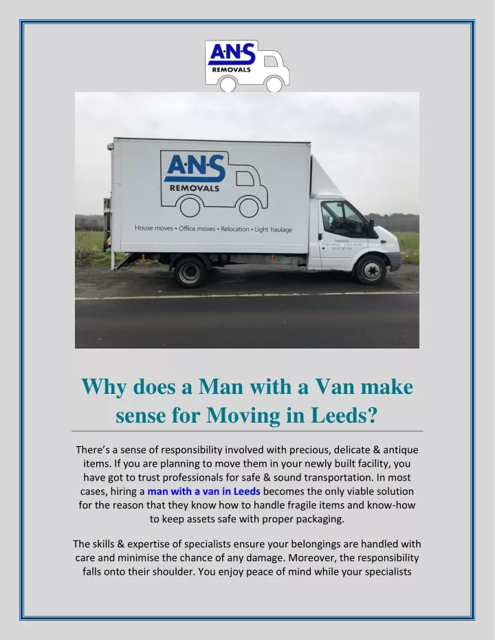 why does a man with a van make sense for moving