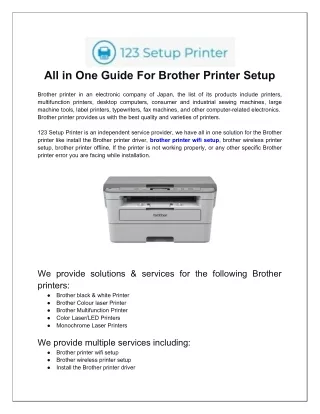 All In One Guide For Brother Printer Setup