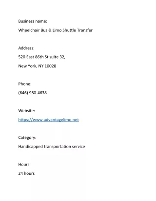 Wheelchair Bus & Limo Shuttle Transfer