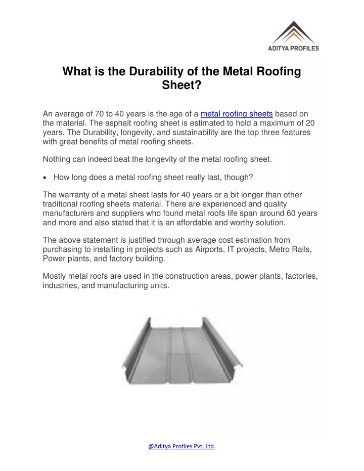 what is the durability of the metal roofing sheet