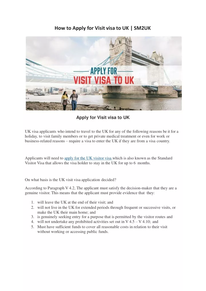 how to apply for visit visa to uk sm2uk
