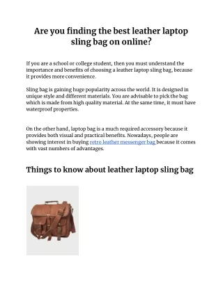 Are you finding the best leather laptop sling bag on online?