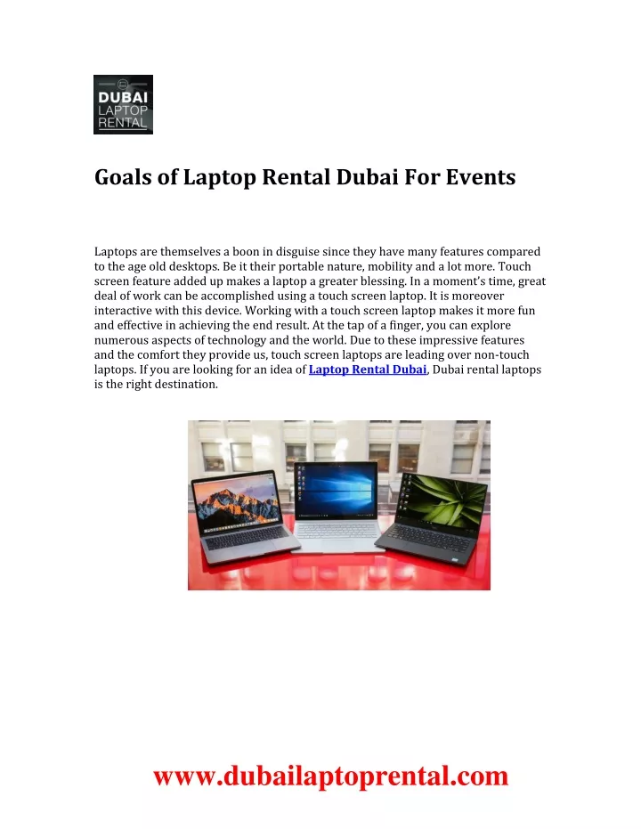 goals of laptop rental dubai for events laptops
