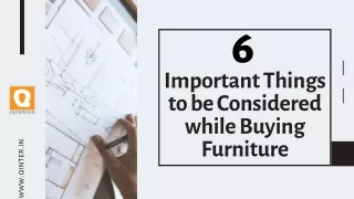 6 Important Things to be Considered While Buying Furniture