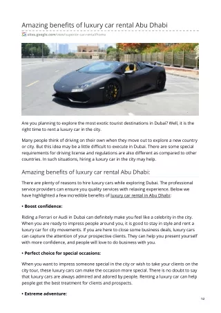 Amazing benefits of luxury car rental Abu Dhabi
