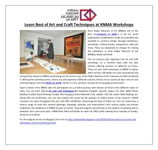 learn best of art and craft techniques at knma