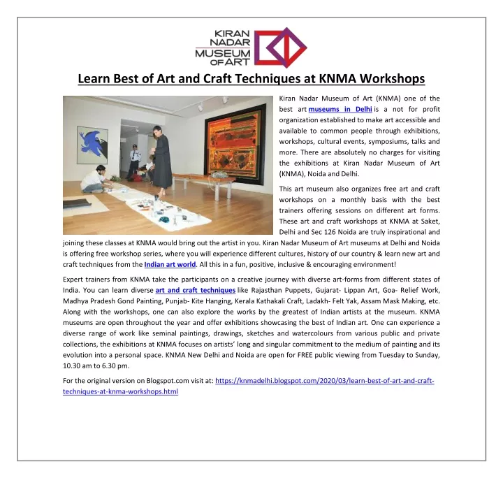 learn best of art and craft techniques at knma