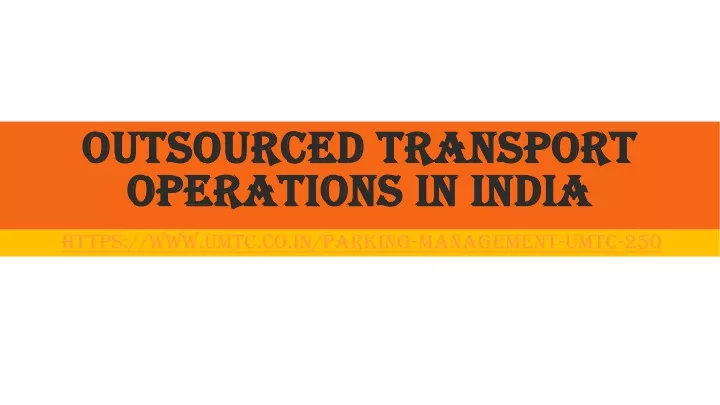 outsourced transport operations in india