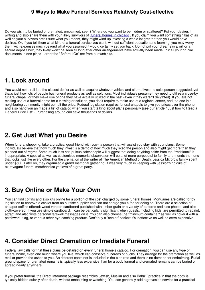 9 ways to make funeral services relatively cost