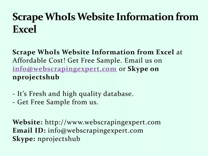 scrape whois website information from excel