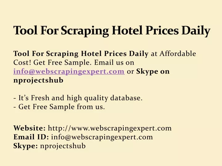 tool for scraping hotel prices daily