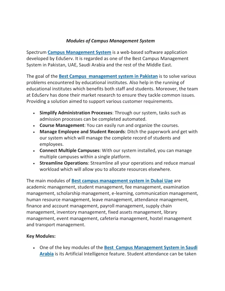 modules of campus management system
