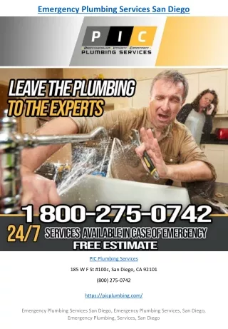 emergency plumbing services san diego