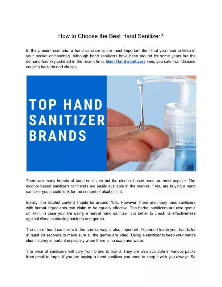 how to choose the best hand sanitizer