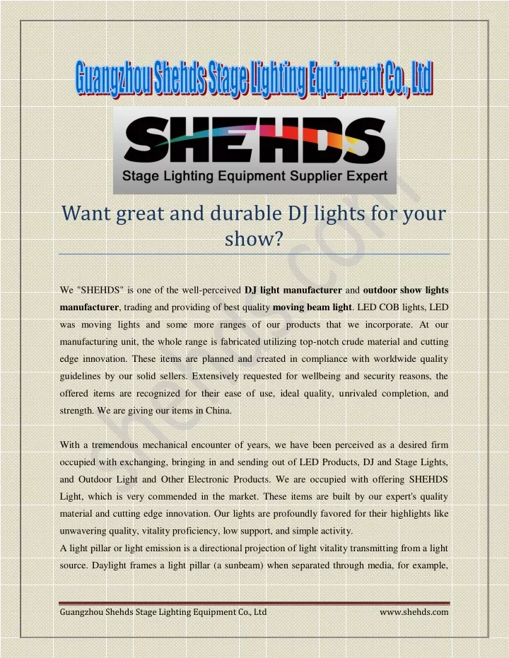 guangzhou shehds stage lighting equipment co ltd