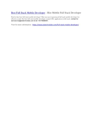 best full stack mobile developer hire mobile full