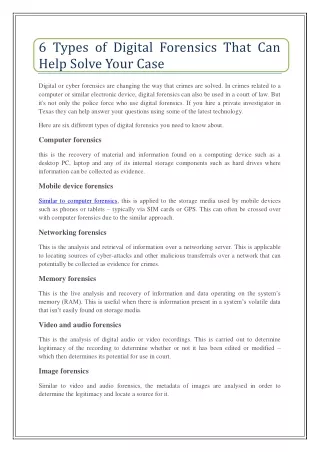 6 types of digital forensics that can help solve
