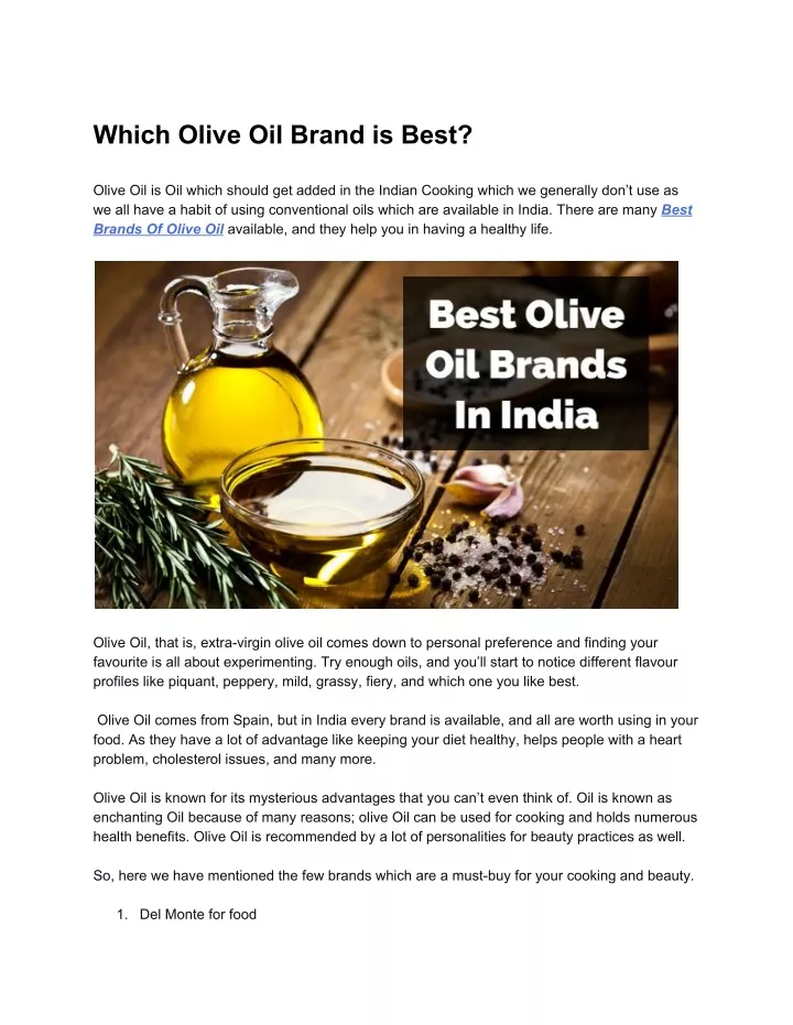 which olive oil brand is best