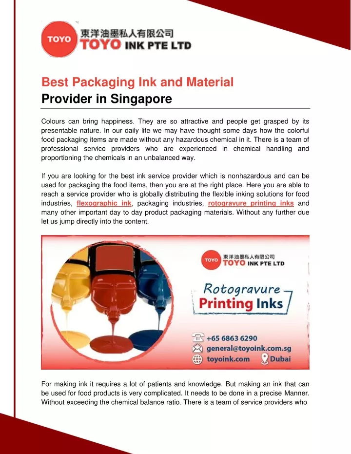 best packaging ink and material provider