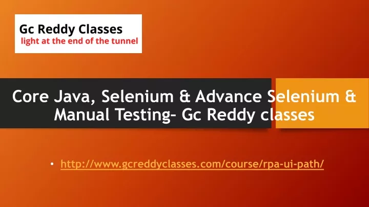 core java selenium advance selenium manual testing gc reddy classes