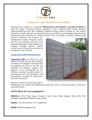 Compound Walls Manufacturer in India