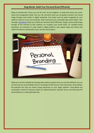 Greg Mends- Build Your Personal Brand Efficiently