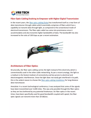 fiber optic cabling evolving to empower with
