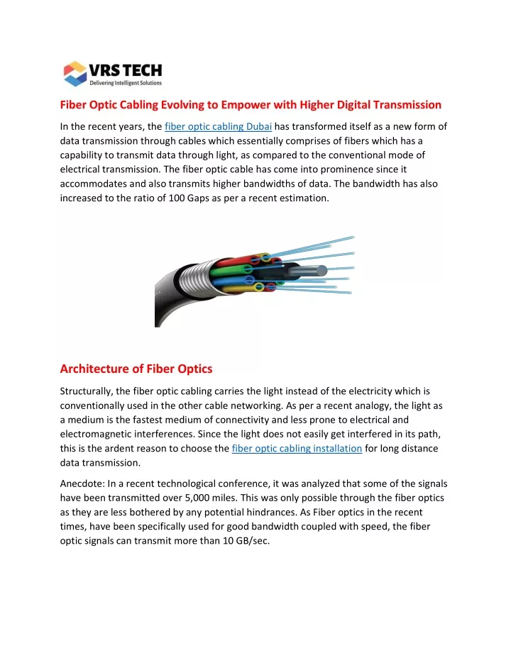 fiber optic cabling evolving to empower with