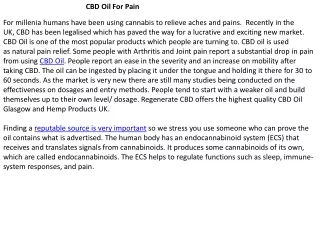 CBD Oil For Pain