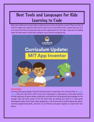 best tools and languages for kids learning to code
