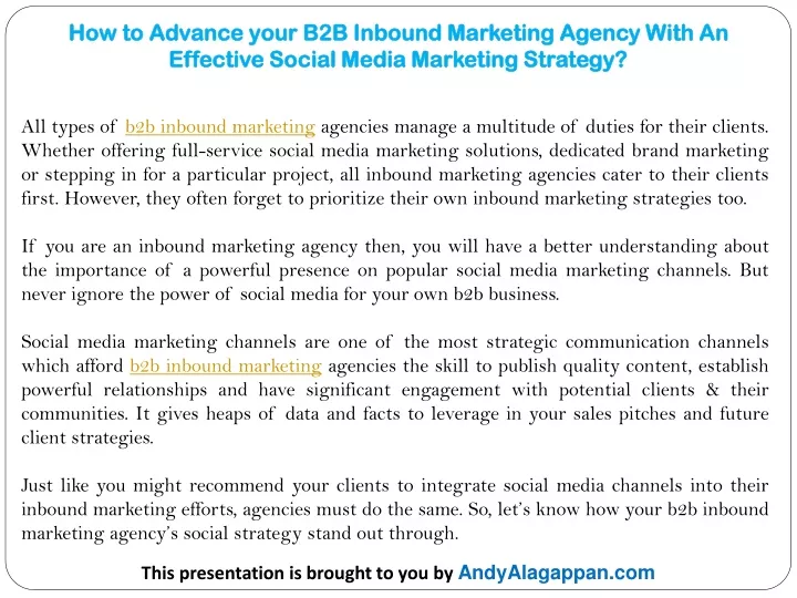 how to advance your b2b inbound marketing agency with an effective social media marketing strategy