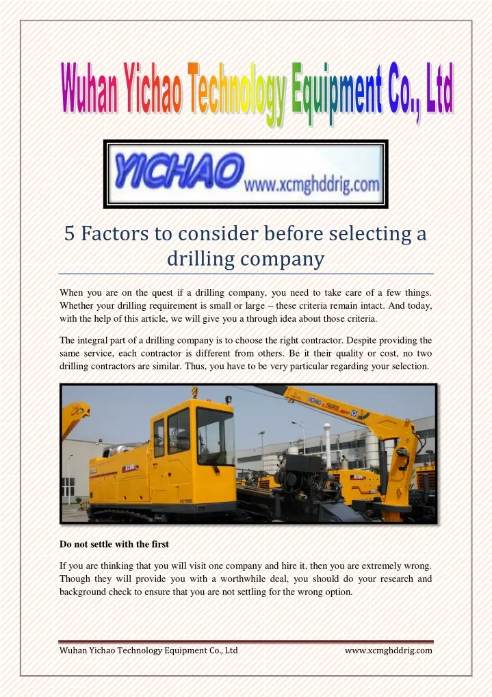 5 factors to consider before selecting a drilling