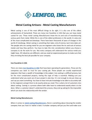 metal casting artisans metal casting manufacturers