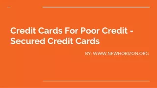 Credit Cards For Poor Credit - Secured Credit Cards