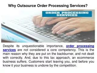 why outsource order processing services