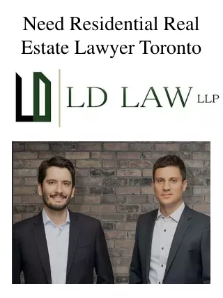 Need Residential Real Estate Lawyer Toronto