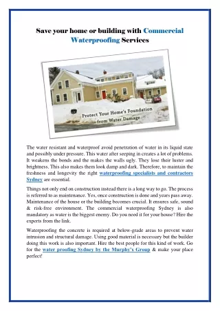 save your home or building with commercial