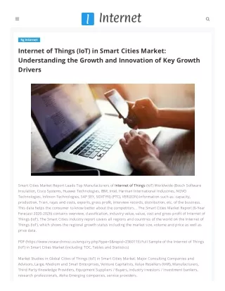 5g internet Internet of Things (IoT) in Smart Cities Market: Understanding the Growth and Innovation of Key Growth Drive