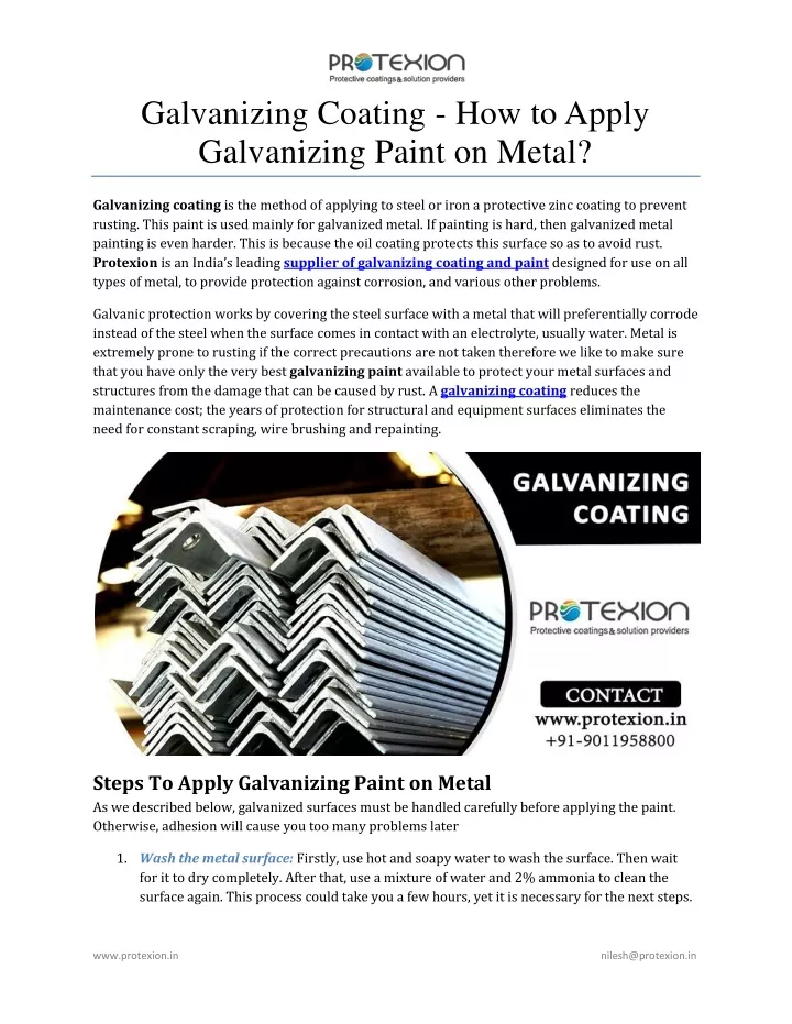 galvanizing coating how to apply galvanizing