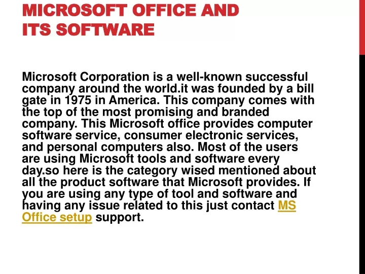 microsoft office and its software