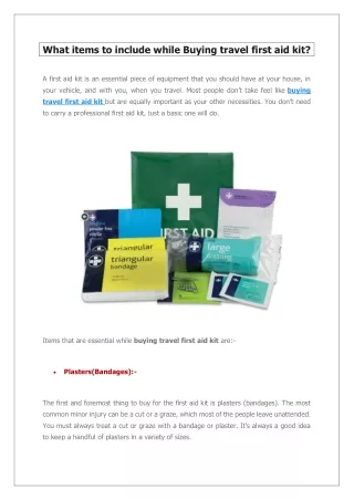 What items to include while Buying travel first aid kit?