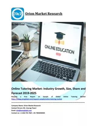 Online Tutoring Market Trends, Size, Share and Forecast 2019-2025
