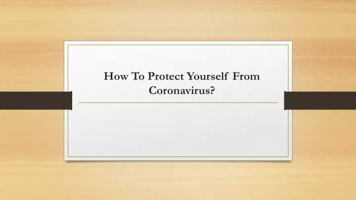 how to protect yourself from coronavirus
