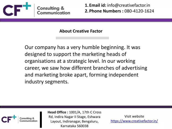 email id info@creativefactor in phone numbers
