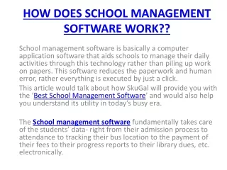 HOW DOES SCHOOL MANAGEMENT SOFTWARE WORK??