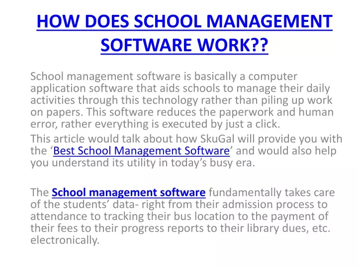 how does school management software work