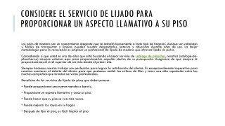 Considere el servicio de lijado para proporcionar un aspecto llamativo a su piso