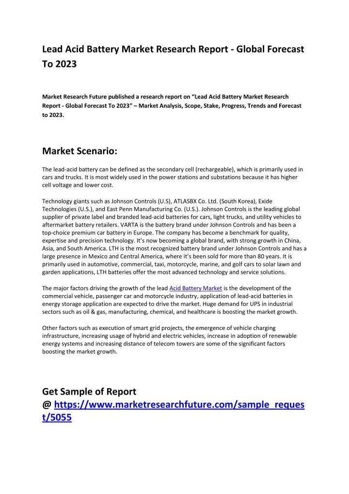 lead acid battery market research report global