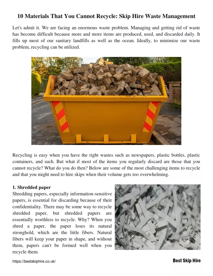 10 materials that you cannot recycle skip hire